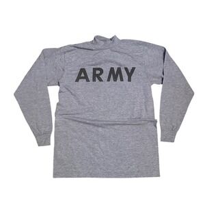 US Army IPFU Long Sleeve PT Shirt Gray Mock Neck Training Top Small